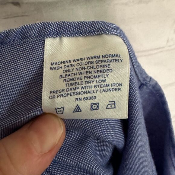 Lands End Blue Short-Sleeve Button Down Shirt, Size 16 - Picture 5 of 5